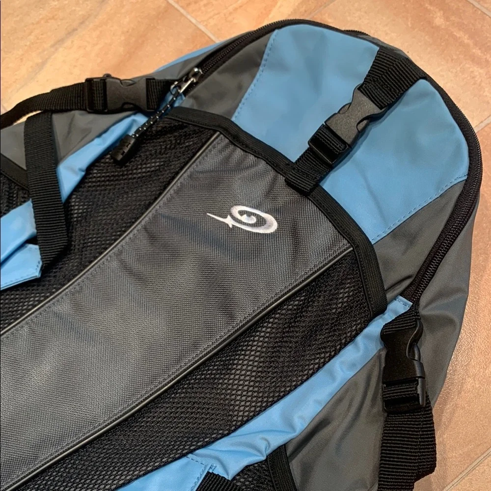 Vintage Men's Light Blue & Black Bike Cycling Backpack